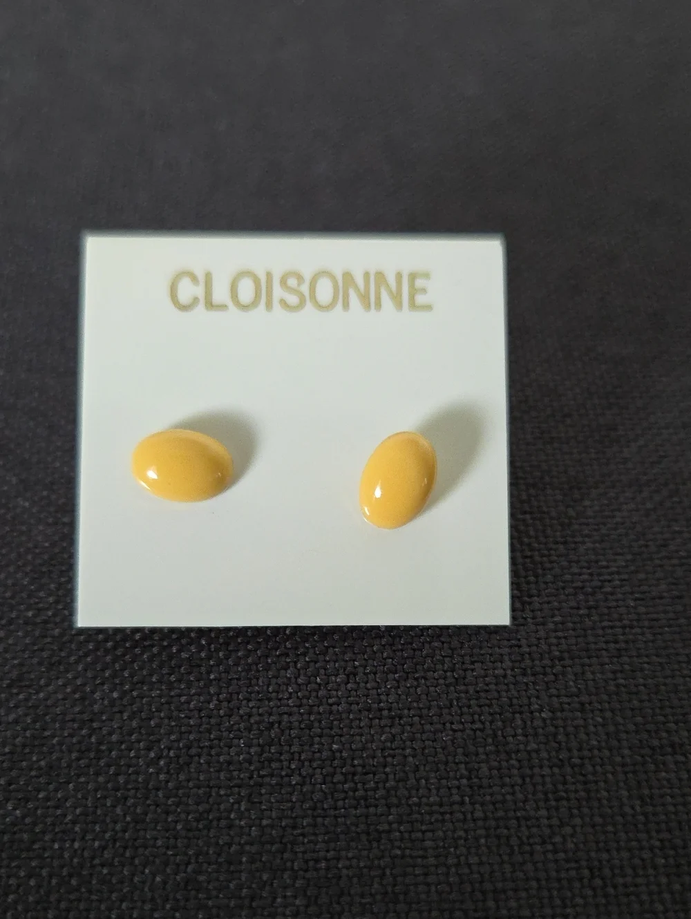 Cloisonne Yellow Oval Stud Earrings - Women Accessories
